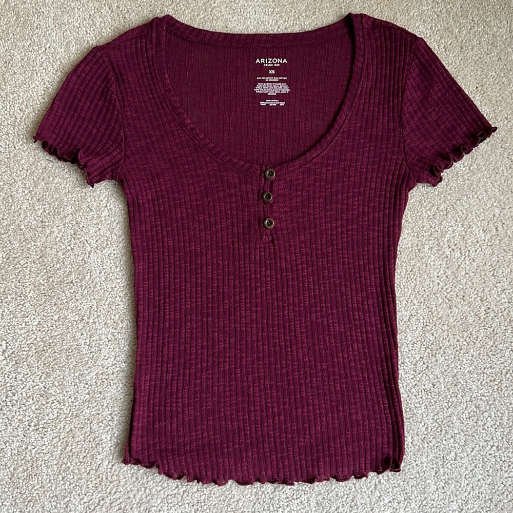 Arizona Jean Co. Maroon Lettuce-Edge T-Shirt